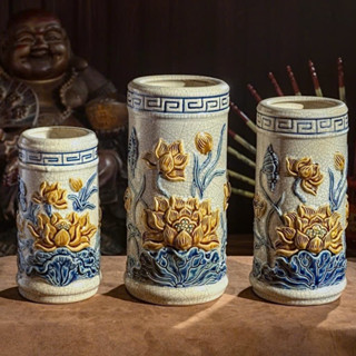 🎁Lọ Đựng Hương 🎁Ống Cắm Hương Họa Tiết Rồng/Sen Men Rạn Bát Tràng