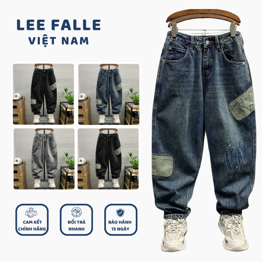 Quần Jean Nam Lee FALLE Việt Nam Phối Độc Lạ, Cạp Khoá Cao Cấp, Chất Jean Mềm Mịn. Quần Jean Dài Nam Form Rộng - Jean135