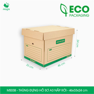  MS03B - 46x33x24 cm - Combo 5 Thùng đựng hồ sơ A3 nắp rời 