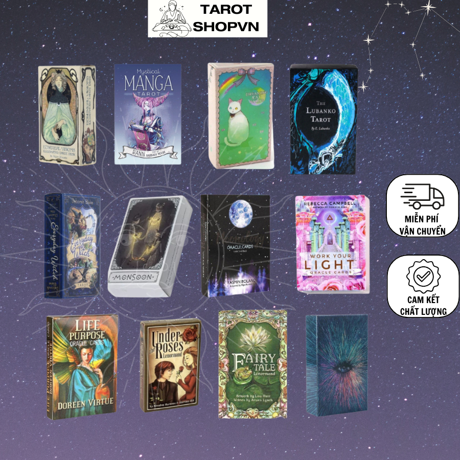 Bộ bài Tarot cơ bản Monsoon, Life, Roses, Moonology, Manga... cho người mới bắt đầu - Tarotshop