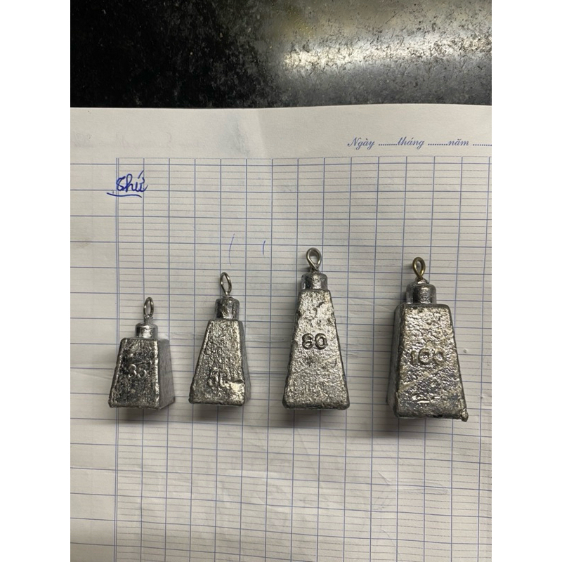chì câu cá. chì quả cân nguyên khối 35g, 50g, 80g, 100g