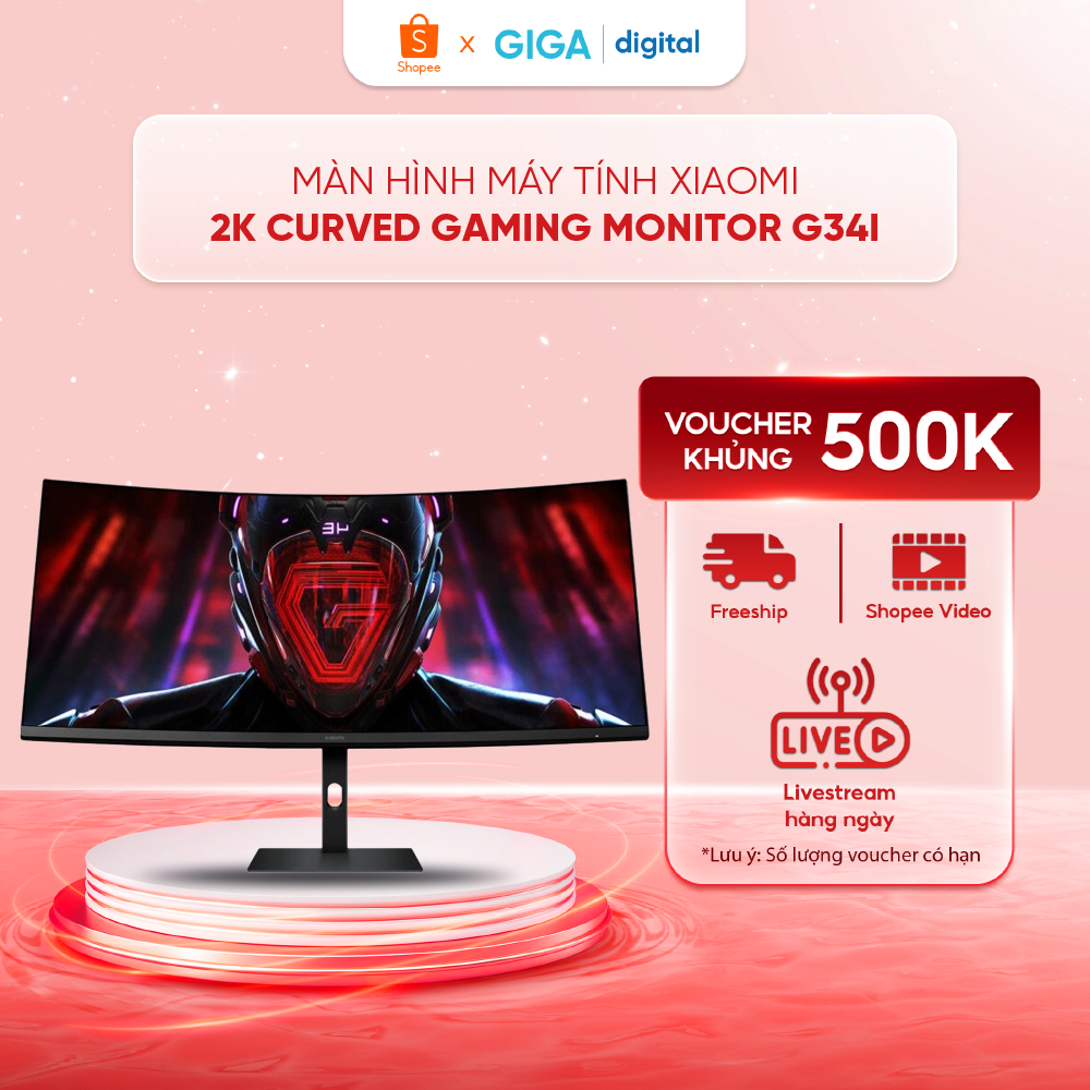 Màn hình máy tính Xiaomi 2K Curved Gaming Monitor G34i ELA5454EU 34 inch, độ phân giải 3440 × 1440px