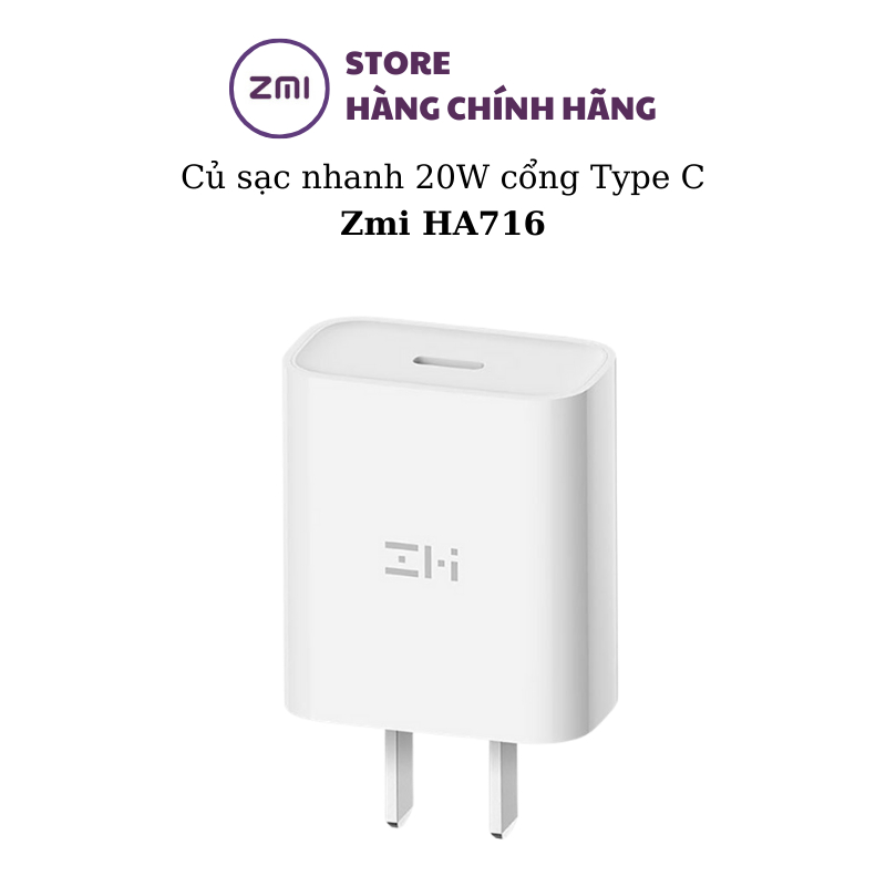 Củ sạc nhanh Xiaomi PD Type C 20W ZMI HA716 chuẩn PD 3.0 cho iphone andriod