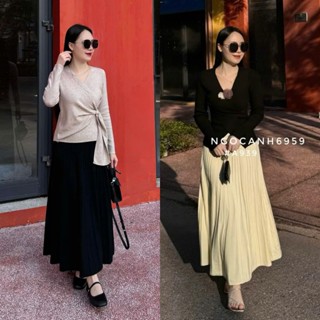Ngocanh6959 CV1088 Chân váy len dáng dài Quảng Châu phong cách tiểu thư sang trọng Hàn Quốc