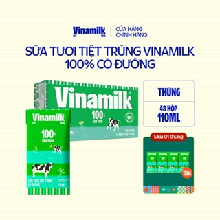 Thùng 48 hộp sữa tươi tiệt trùng Vinamilk 100% có đường 110ml