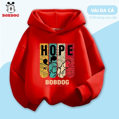 Áo hoodie bé trai BOBDOG, áo có mũ trùm đầu chất liệu da cá mềm mịn in hình cute dễ thương cho bé