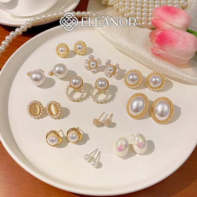 Bông tai nữ chuôi bạc 925 Eleanor Accessories ngọc trai nhân tạo phụ kiện trang sức khuyên tai 7034
