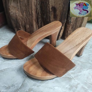 Guốc Gỗ Guốc Mộc Cao 9 Phân Đế Vuông ( đế cao su 2 lớp )