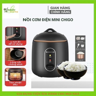 Nồi cơm điện mini tráng chống dính CHIGO, nấu hầm súp cháo đa năng, dung tích 800ml - 1L2  phù hợp cho 2 người ăn
