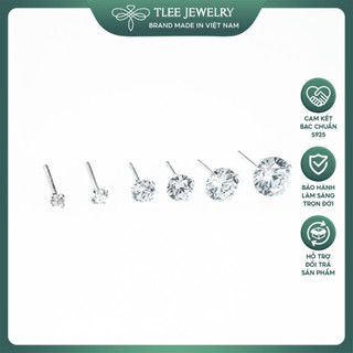 Khuyên tai bạc nữ TLEE nụ đá nhiều size lấp lánh nhỏ xinh TLEE JEWELRY B0206 (1 chiếc)