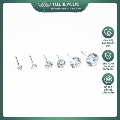 Khuyên tai bạc nữ TLEE nụ đá lấp lánh cao cấp TLEE JEWELRY B0206