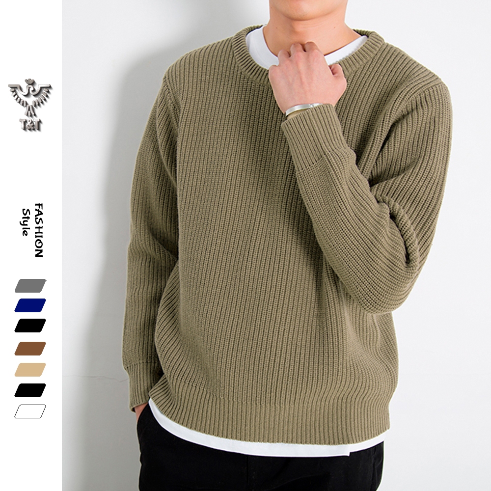 Áo len nam cổ tròn kiểu dáng hàn quốc vải len sợi dày dặn AL3002
