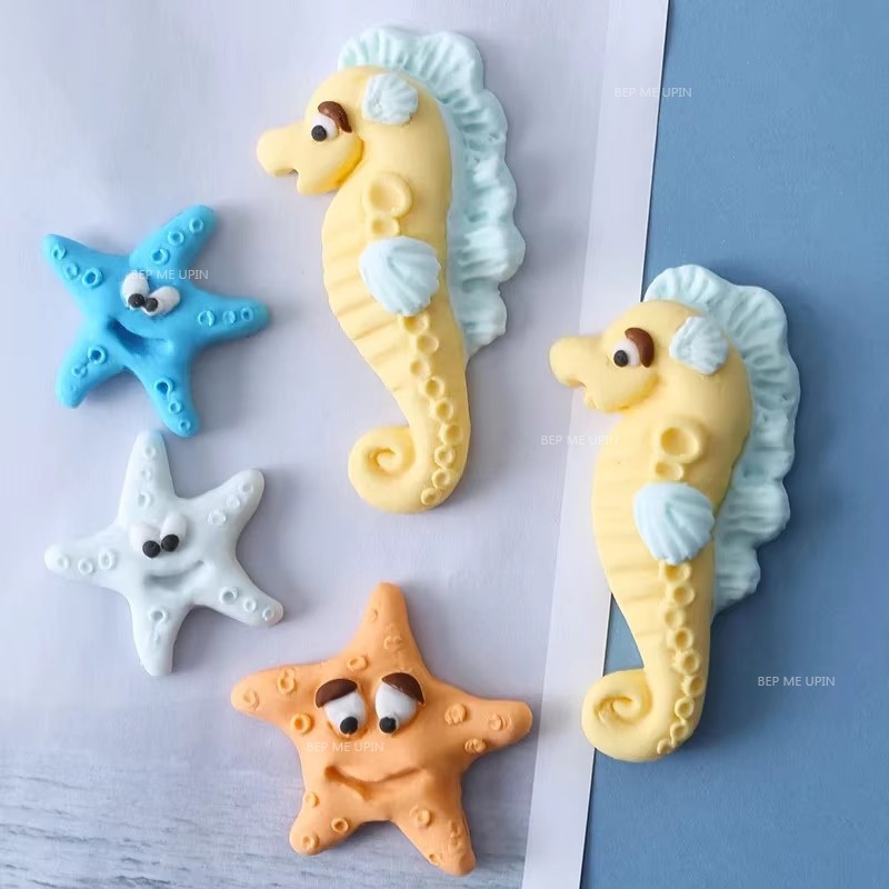 Khuôn silicon cá ngựa sao biển ốc biển khuôn rau câu khuôn socola khuôn nến