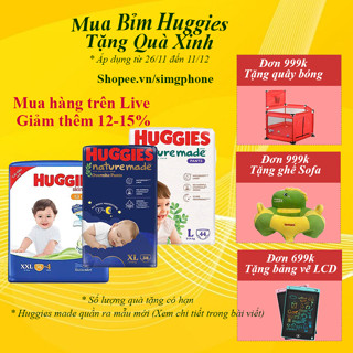 (Hàng Mới Về) Tã Bỉm Huggies quần /dán đủ loại Platinum Natural Made /Tràm Trà / Skin Perfect đủ size SIMGPHONE