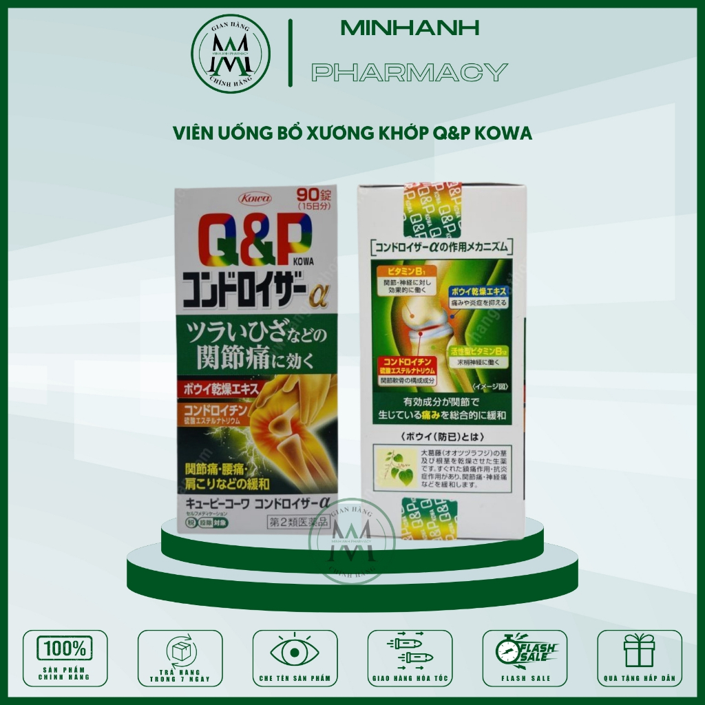 Viên Uống hỗ trợ xương khớp giảm đau nhức chân tay khớp gối Q&P hàng chuẩn chính hãng Nhật Bản