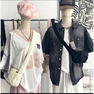 Áo Sơ Mi Loang Chất Denim Hai Túi, Thời Trang Nam Nữ Unisex, Phong Cách Hàn Quốc (Ảnh Thật Shop Chụp )