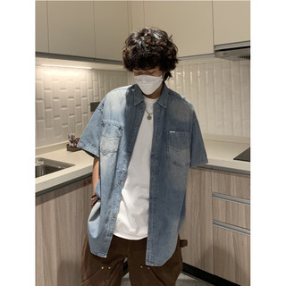 Áo Sơ Mi Loang Chất Denim Hai Túi, Thời Trang Nam Nữ Unisex, Phong Cách Hàn Quốc (Ảnh Thật Shop Chụp )