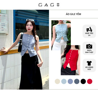 Áo kiểu nữ gile Yếm GAGO BRAND Xanh Xám Dáng Ngắn, Áo Nữ Vải Cotton Xước Thoáng Mát, Phù Hợp Dạo Phố Và Đi Làm GA4898