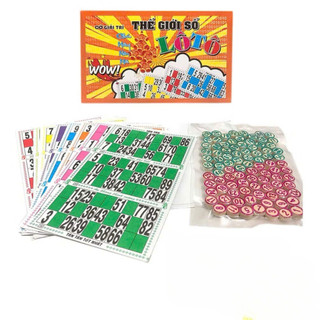 Bộ Đồ Chơi Lô Tô Giấy Và Hạt Gỗ Sắc Nét, Bingo Lotto Việt Giải Trí Ngày Tết