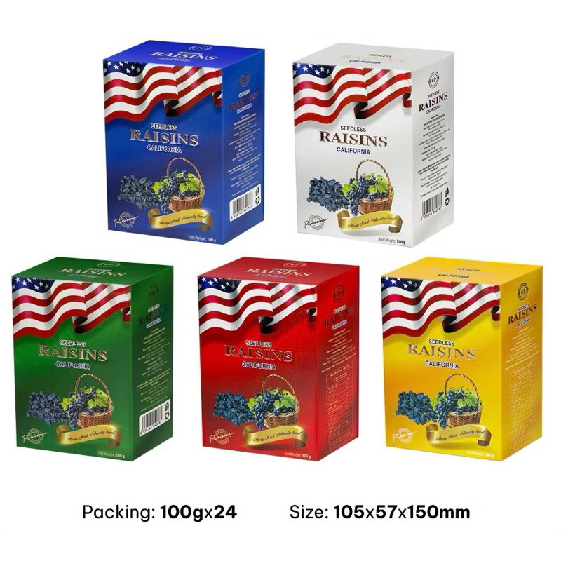 NHO KHÔ ĐEN PH SEEDLESS RAISINS CALIFORNIA HỘP GIẤY 100G/ NHO ĐEN MỸ/ NHO ĐEN KHÔNG HẠT
