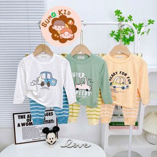 Bộ Tay Dài Quần Dài Cho Bé Trai Size 8kg đến 25kg Thun Lạnh In sọc mã TDin132