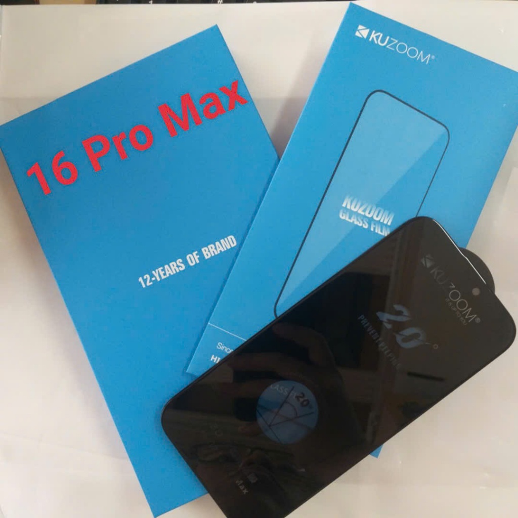 Kính Cường Lực Full Màn Hình iphone 16 Pro Max Hiệu Kuzoom Chống Nhìn Trộm