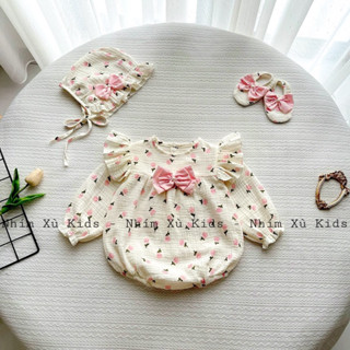   3-12kg  Body Tay Dài Hoa Bèo NHÍM XÙ KIDS Cho Bé Gái Sơ Sinh Đầy Tháng Thôi Nôi Sinh Nhật B121 