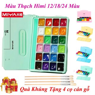  Màu Vẽ Gouache HiMi Dạng Thạch - Mẫu Mới 2024 Bộ 18 24 Màu - Sắc Nét Dễ Pha Trộn 