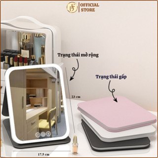 Gương Để Bàn Trang Điểm, Gương Cầm Tay , Gương Toàn Thân, Gương Mini Cầm Tay Có Đèn Led Cảm Ứng 03 Chế Độ Đèn Kèm Sạc