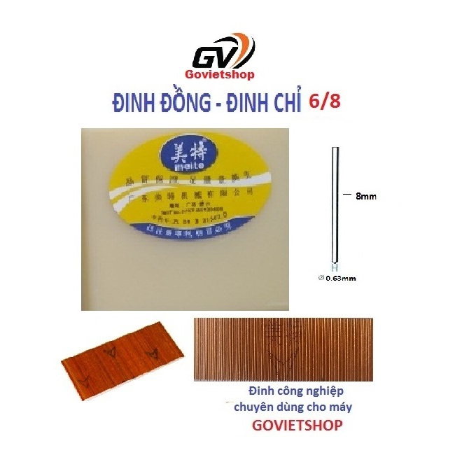 Đinh chỉ 6/08 - hiệu Meite - đinh đồng 8ly - thân dài 8mm - 6/8 - đinh chỉ 8mm