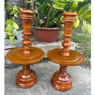Cặp Chân Đèn Thờ gỗ tràm Nguyên khối màu vàng Cao 40cm - 50cm -60cm -70cm