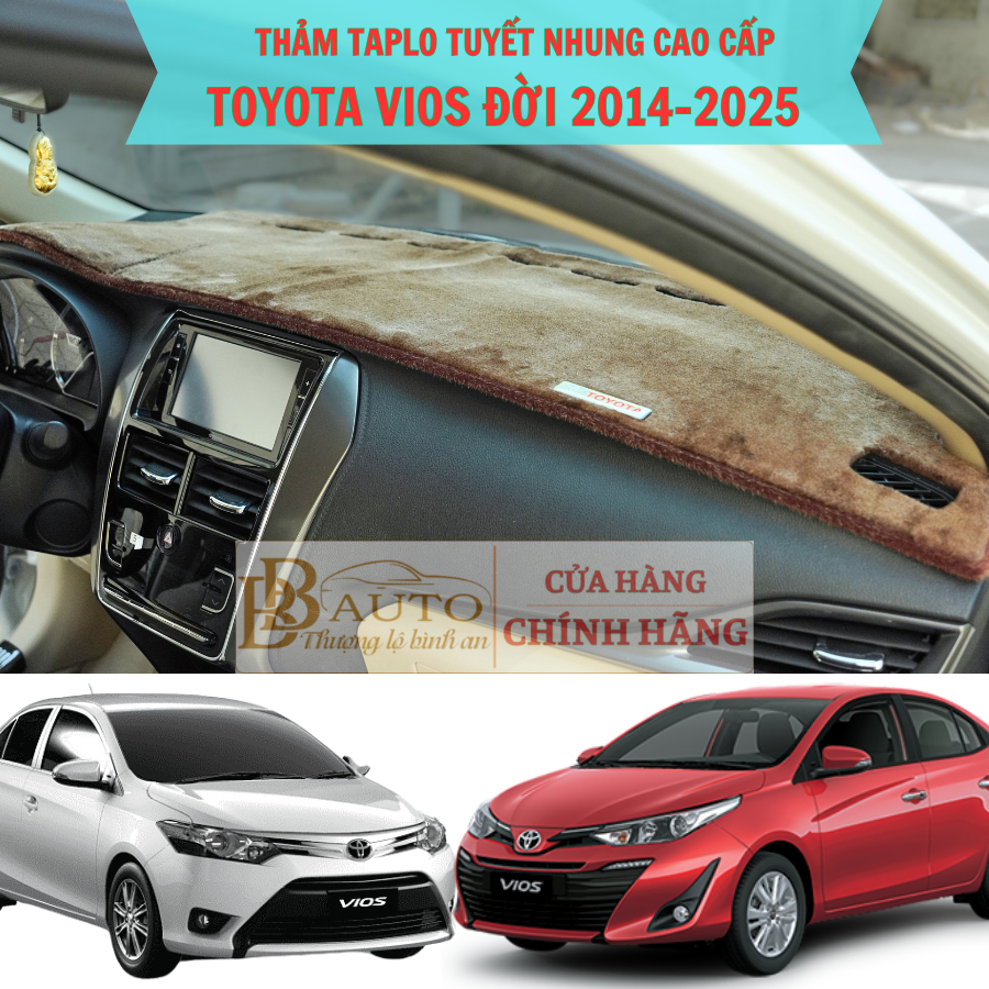 Taplo Vios 2014-2018, 2019-2024-Thảm taplo tuyết nhung dùng cho xe Toyota vios đời xe từ 2014-2018 v