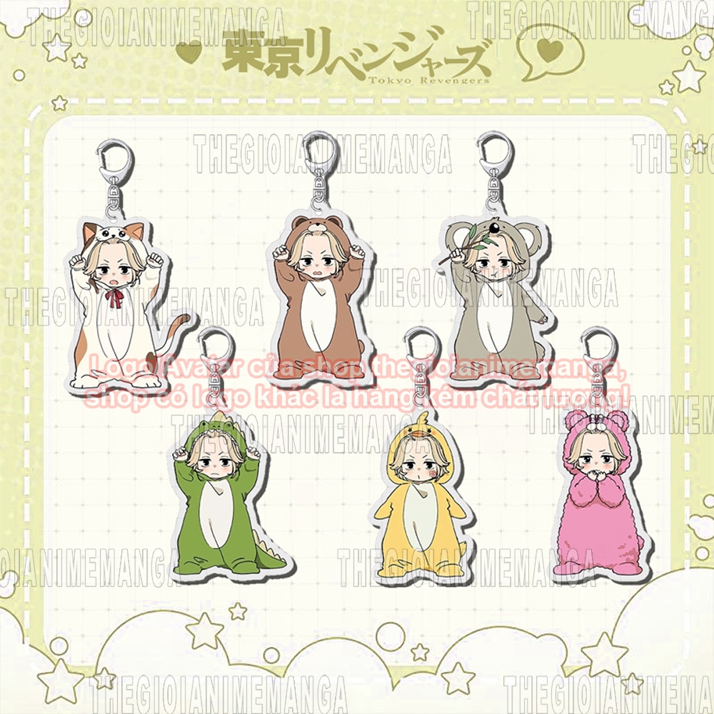 (Tặng móc khóa) Móc khóa MIKEY mặc đồ thú TOKYO REVENGERS anime chibi mica trong acrylic