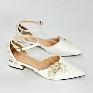 Giày Cao Gót_ 3 Phân__ Cài Đính Hạt Lấp Lánh Màu Vàng _ Giày Đi Tiệc_Giày Cưới Cô Dâu  Nữ  Shoes