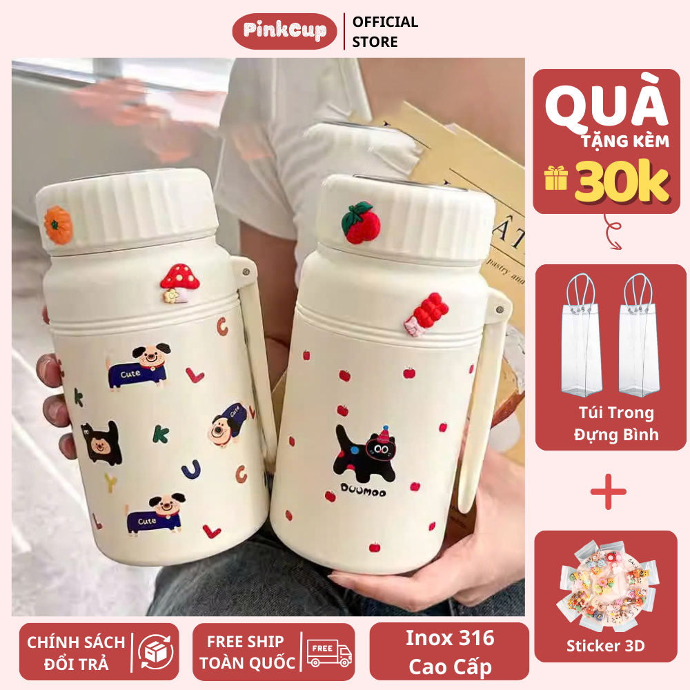 Bình Nước Giữ Nhiệt PinkCup Họa Tiết Dễ Thương 1000ML Cho Bé Trai, Bé Gái Giữ Nhiệt Nóng Lạnh 12H Không Gỉ Inox 316 PC50 | BigBuy360 - bigbuy360.vn