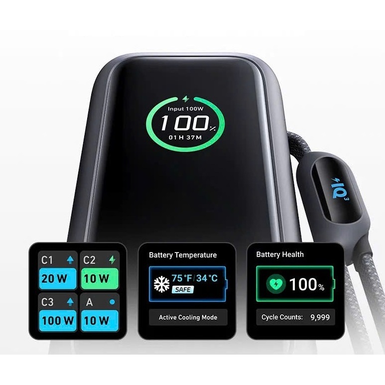 Pin dự phòng Anker Zolo Power Bank 25000mAh A1695 công suất 165W có cáp USB-C tích hợp thò thụt | BigBuy360 - bigbuy360.vn