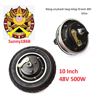 Động cơ xe điện xe scooter 10 inch 36V 48V 350W động cơ 3 pha không chổi than, kèm phanh đùm chế xe chở hàng xe ba bánh