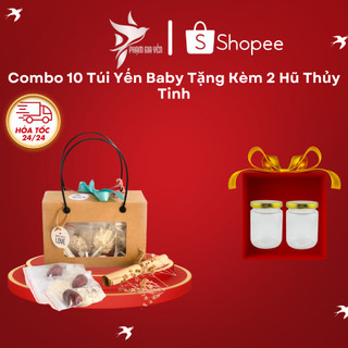  Combo 10 Túi Yến Vụn Baby Nguyên Chất 100% Kèm Phụ Gia Và 2 Hũ Thuỷ TInh  - Yến Sào Phạm Gia 