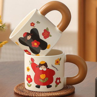  Cốc sứ cô gái hoa tulip  dễ thương dung tích 380ml kèm hộp quà tặng xinh xắn tặng Sinh nhật lễ Tết 2025 