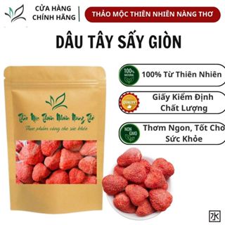 Dâu tây Đà Lạt sấy giòn nguyên trái- Không chất tạo nở tạo nở tạo xốp giữ nguyên hàm lượng dinh dưỡng
