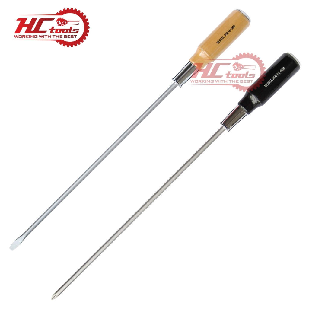 Tô vít đóng cán gỗ thân dài 42cm Vessel Nhật Bản Chính Hãng No.350+2x300 và No.350-6x300 | HCTOOLSVN