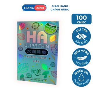 Bao cao su nội địa Trung “HA Ultra Thin” hộp 100 chiếc gốc nước size 52±2mm, an toàn tuyệt đối