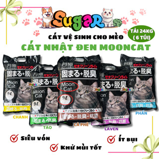 (COMBO 6 TÚI) Cát vệ sinh cho thú cưng Mèo Nhật Đen MOONCAT Chính Hãng 9L - TẢI 24KG