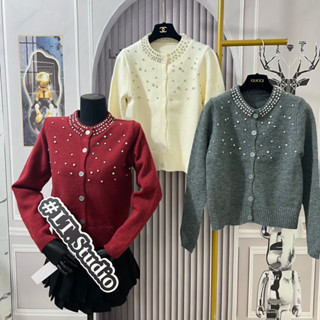  Áo khoác len nữ cadiagan đính đá viền ngực style Hàn Quốc xinh xắn 759 