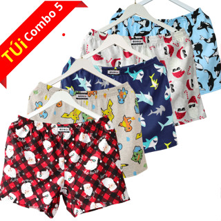 ( Combo 5Q Túi ) Combo 5 Quần Ngủ Nam Nữ Có Túi, Set 5 Quần Short Đùi Nam Giao Ngẫu Nhiên Theo Chủ Đề Có Bigsize