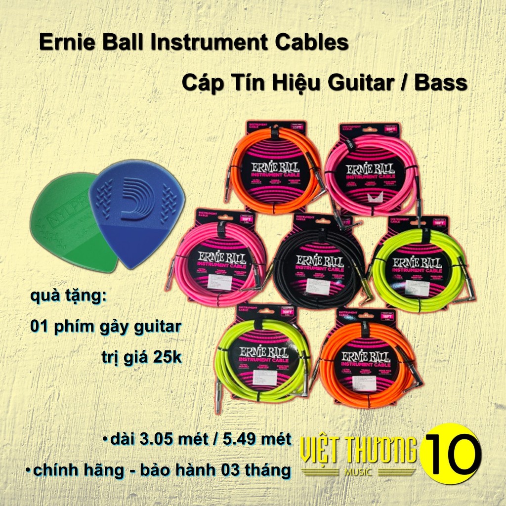 Dây line tín hiệu âm thanh guitar bass Chính Hãng Ernie Ball Guitar cable