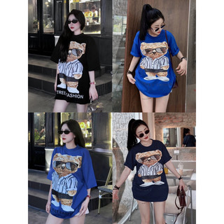 Áo Thun Nữ Gấu Đeo Kính Chất Cotton 100% 4 Chiều Mịn Mát In Cao Cấp