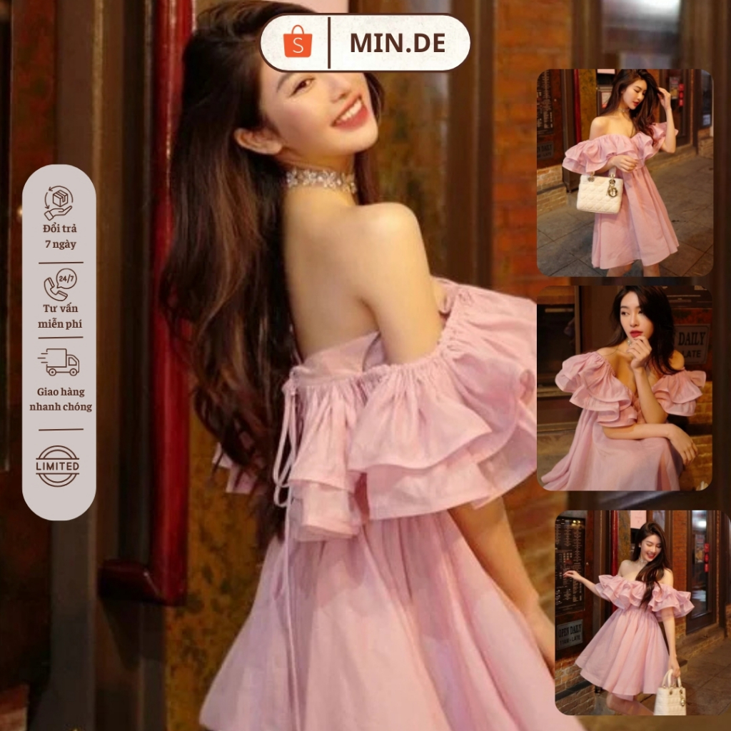 Đầm Trễ Vai Viền Bèo Form Xòe Nữ Tính EMWEAR-EMWEAR-05