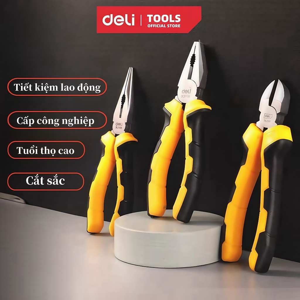 kìm cắt Đa năng Deli kích cỡ chính hãng chất liệu thép CRV không gỉ siêu cứng siêu bền