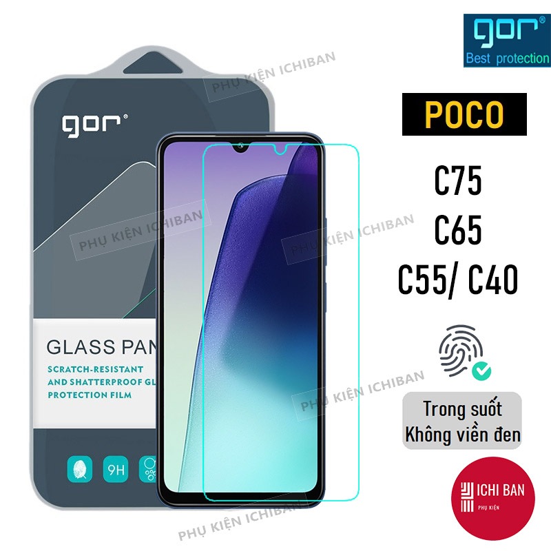 Kính Cường Lực Poco C75/ Poco C71, POCO C65, Poco C55/ Poco C40 Trong Suốt Không Viền Đen, 9H/ Vát 2